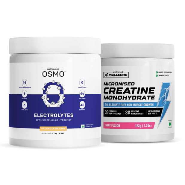 OSMO - Electrolytes (45 servings, Valencia Orange) + Wellcore Creatine (33 Servings, Fruit Fusion)